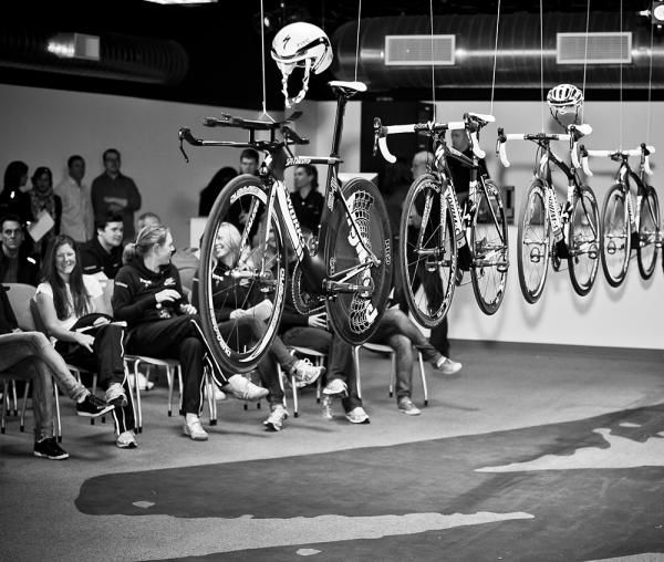 The Specialized bikes were the centerpiece for the HTC-Highroad team's visit in Morgan Hill