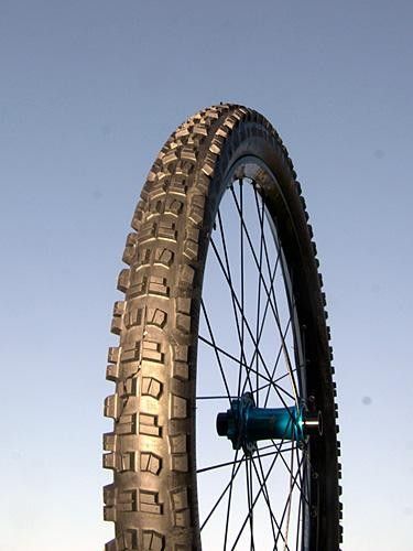 The new Clutch downhill tire sports big and widely spaced knobs to clear mud.