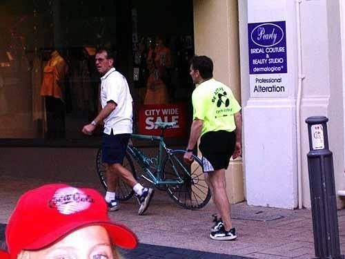 Naughty bike! Henk Snr takes the offending bike away Photo: &copy; Steve Lack