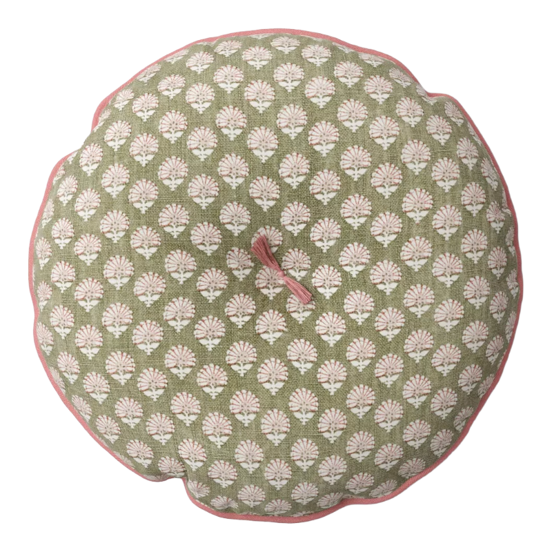 Target, Round Block Print Pillow Green/Pink