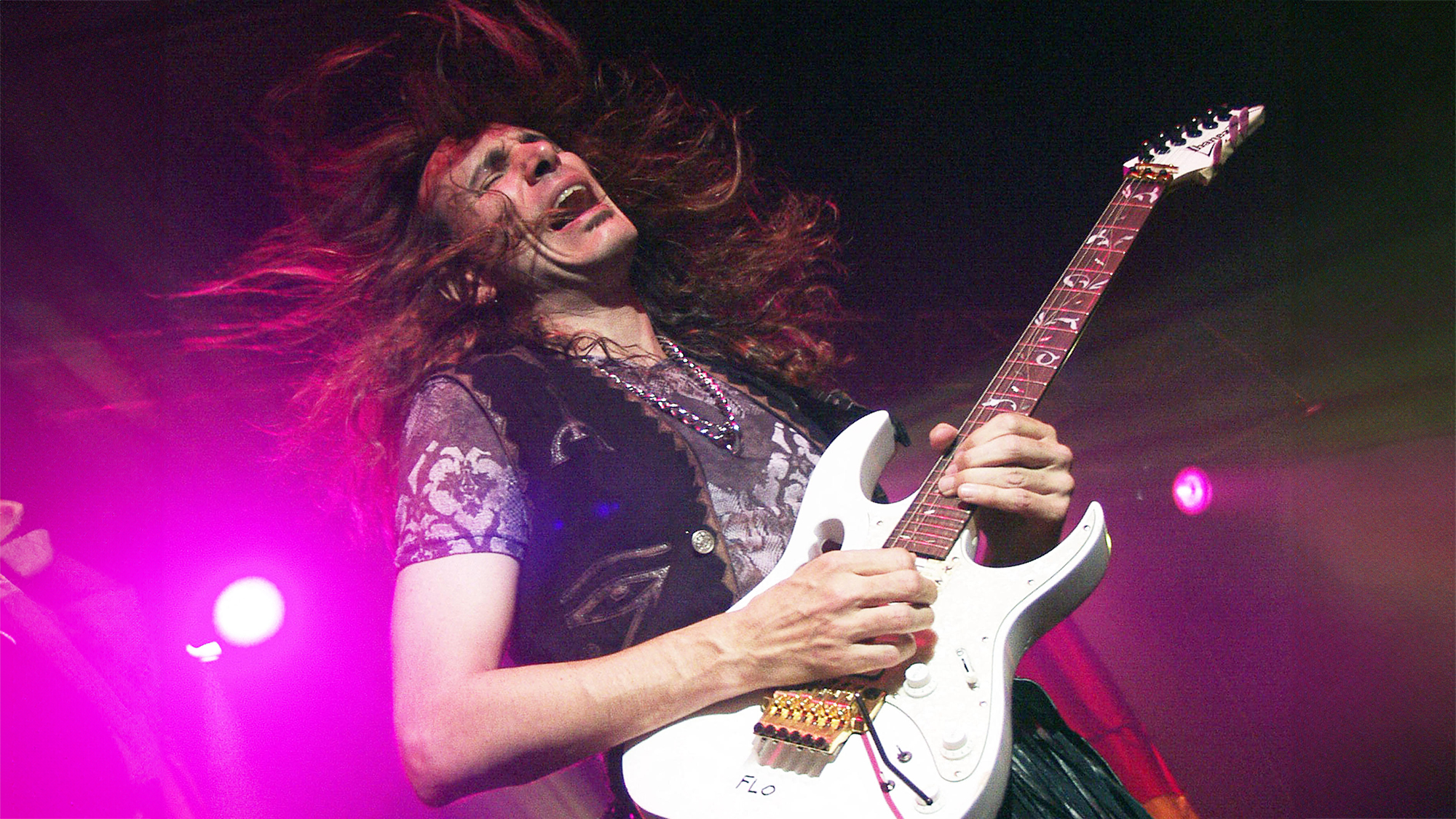 Steve Vai performs during the G3 Tour at The Tabernacle in Atlanta, Georgia on July 19, 2001.
