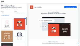 A screenshot from Wix logo maker, one of the best free logo makers