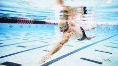 Is swimming cardio? Image shows man doing lane swimming in pool