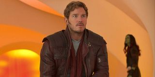 Guardians of the Galaxy Vol. 2 Chris Pratt sits with a sad, worried face