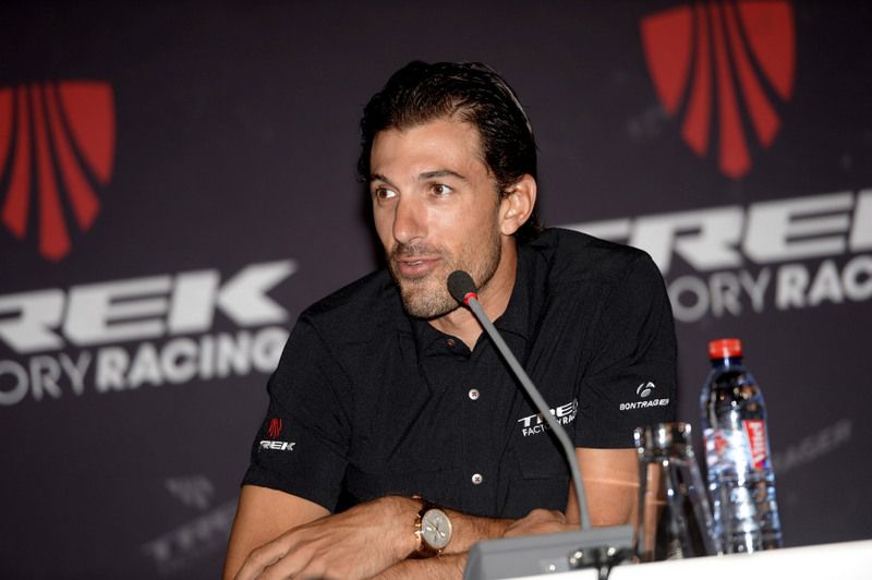 Fabian Cancellara answers questions from the press