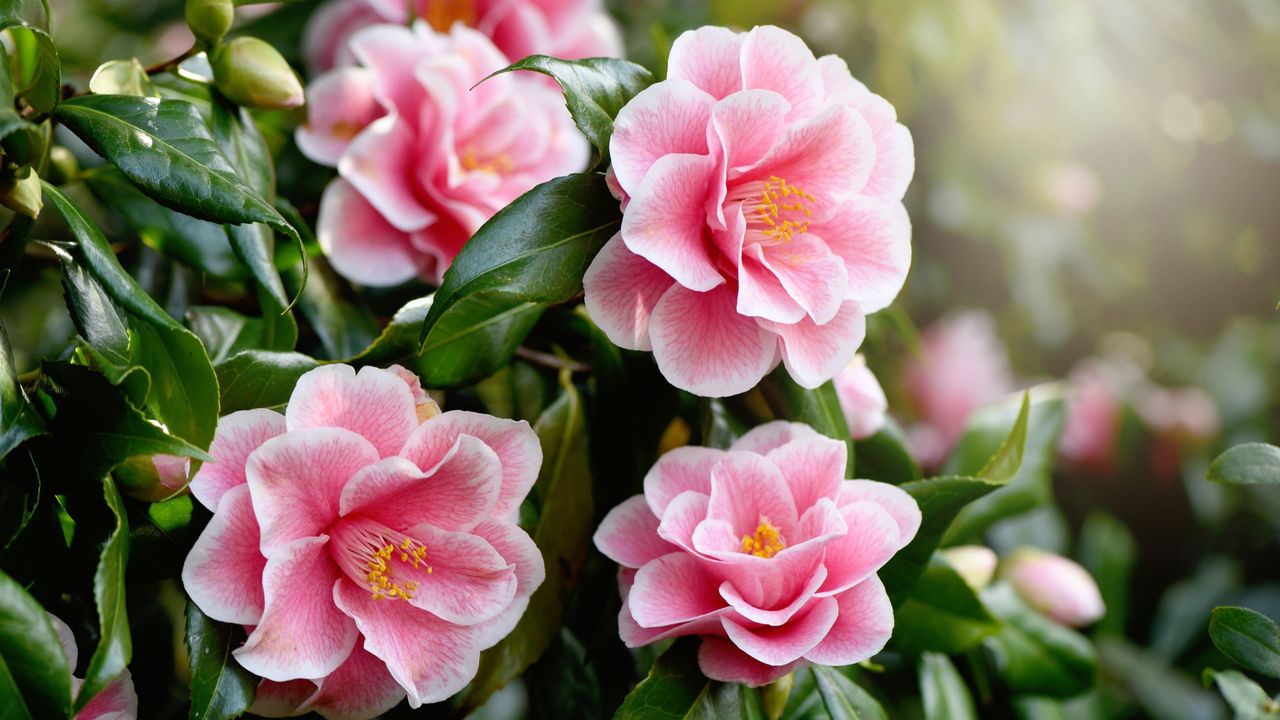 Camellia blooming in a garden