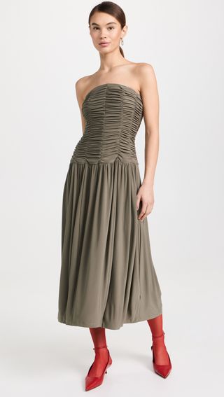 Drapey Jersey Ruched Strapless Dress