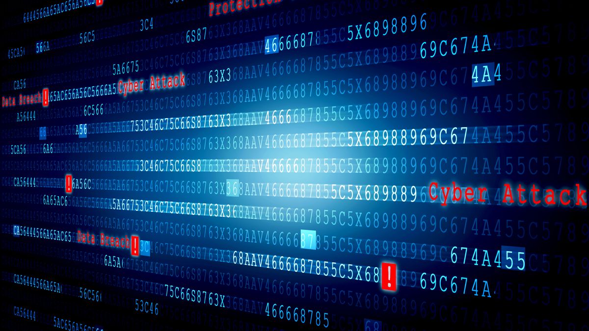 A cyber attack depicted in binary code