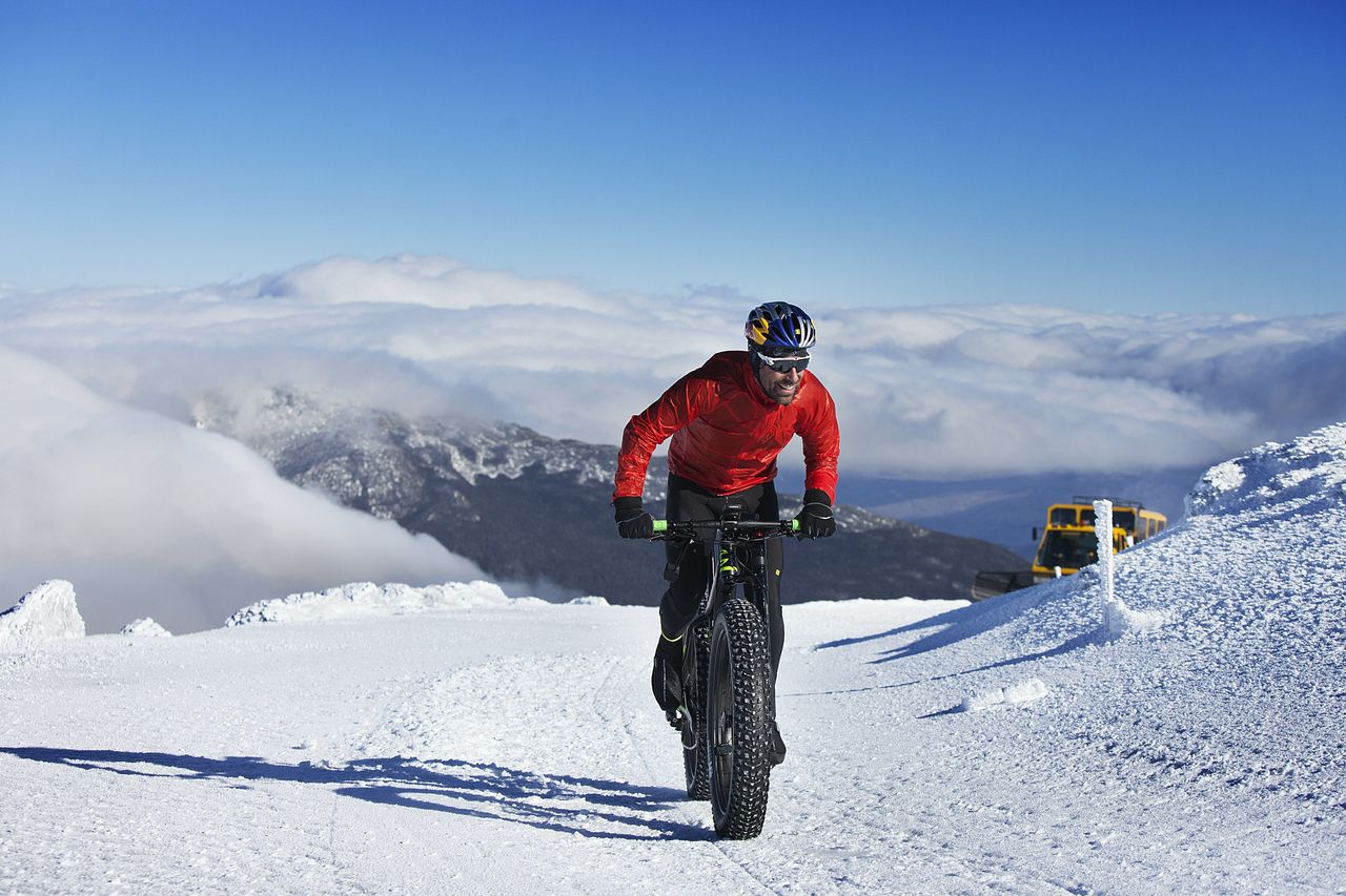 Tim Johnson climbs Mt. Washington on a fat bike