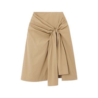 Knotted Cotton-Blend Midi Skirt