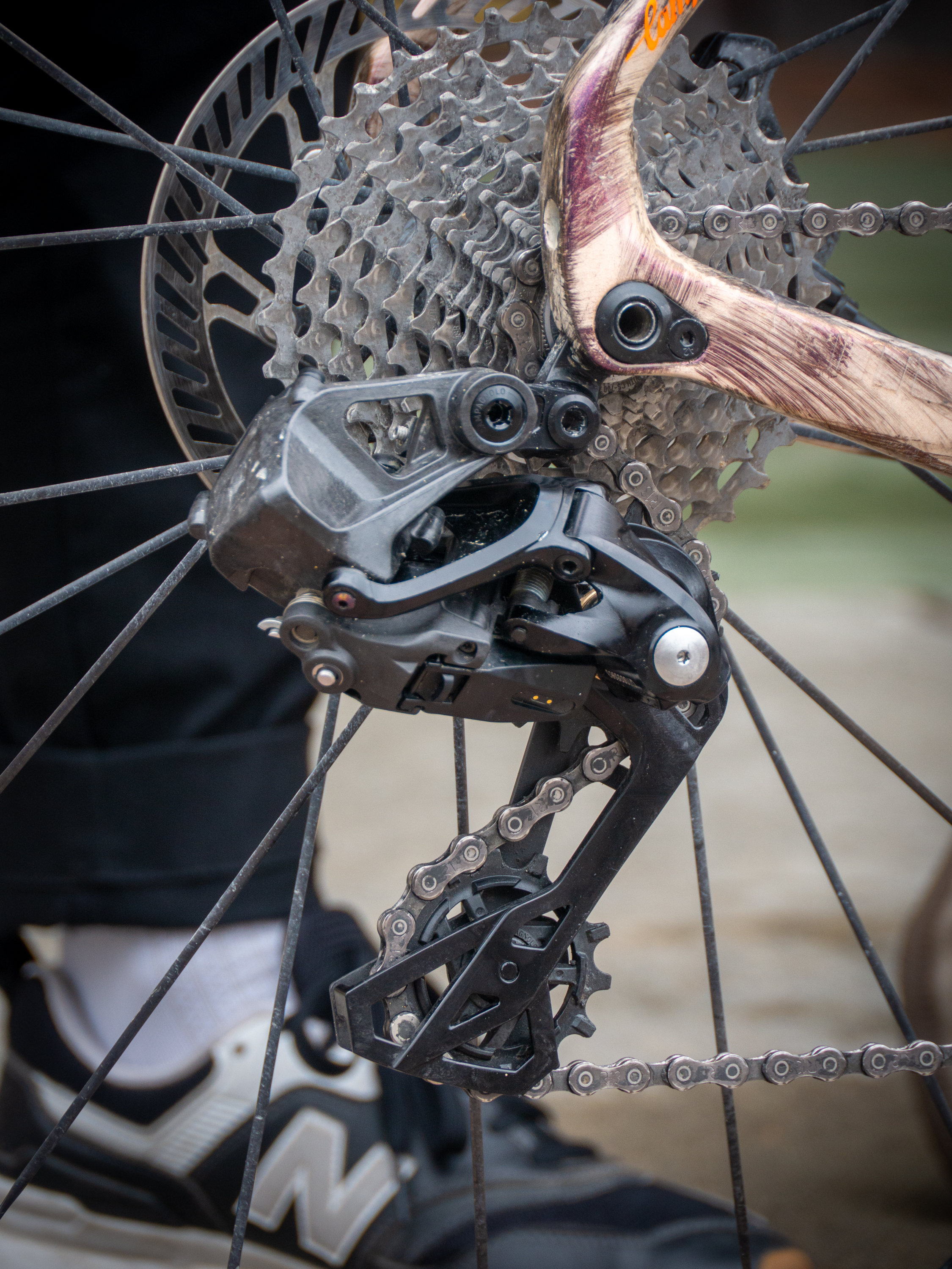 Close up images of a new Campagnolo gravel groupset at Unbound