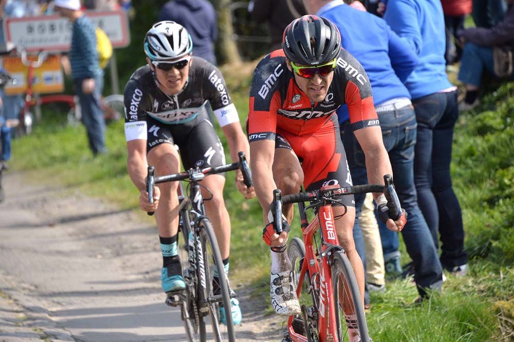 Yves Lampaert (Etixx-Quick-Step) and Greg Van Avermaet (BMC) almost made to the finish
