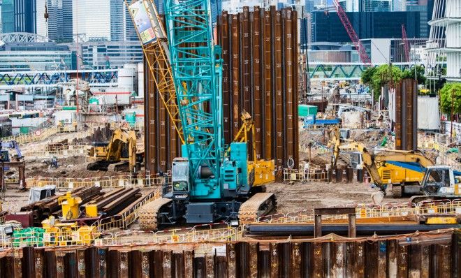 A construction site in Hong Kong.