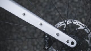 A close-up view of the Ridley Kanzo Adventure fork leg, showing four mounting points