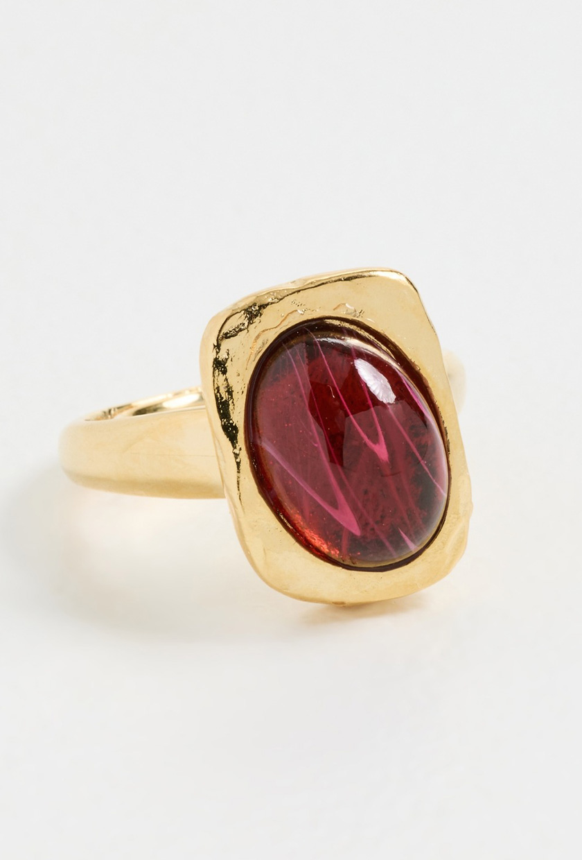 Kenneth Jay Lane Gold With Center Oval Flaw Ruby Ring