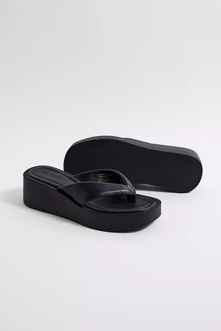 Uo Black Minimalist Leather Sandals