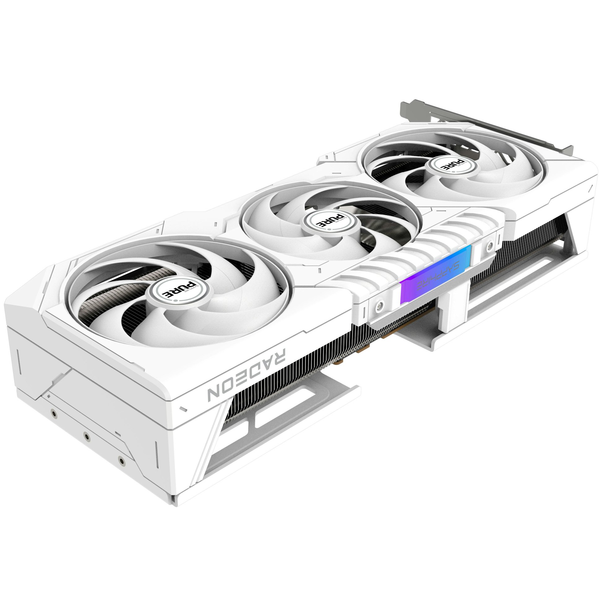 AMD Radeon Sapphire Pure RX 9070 XT graphics card for PC gaming in white colourway