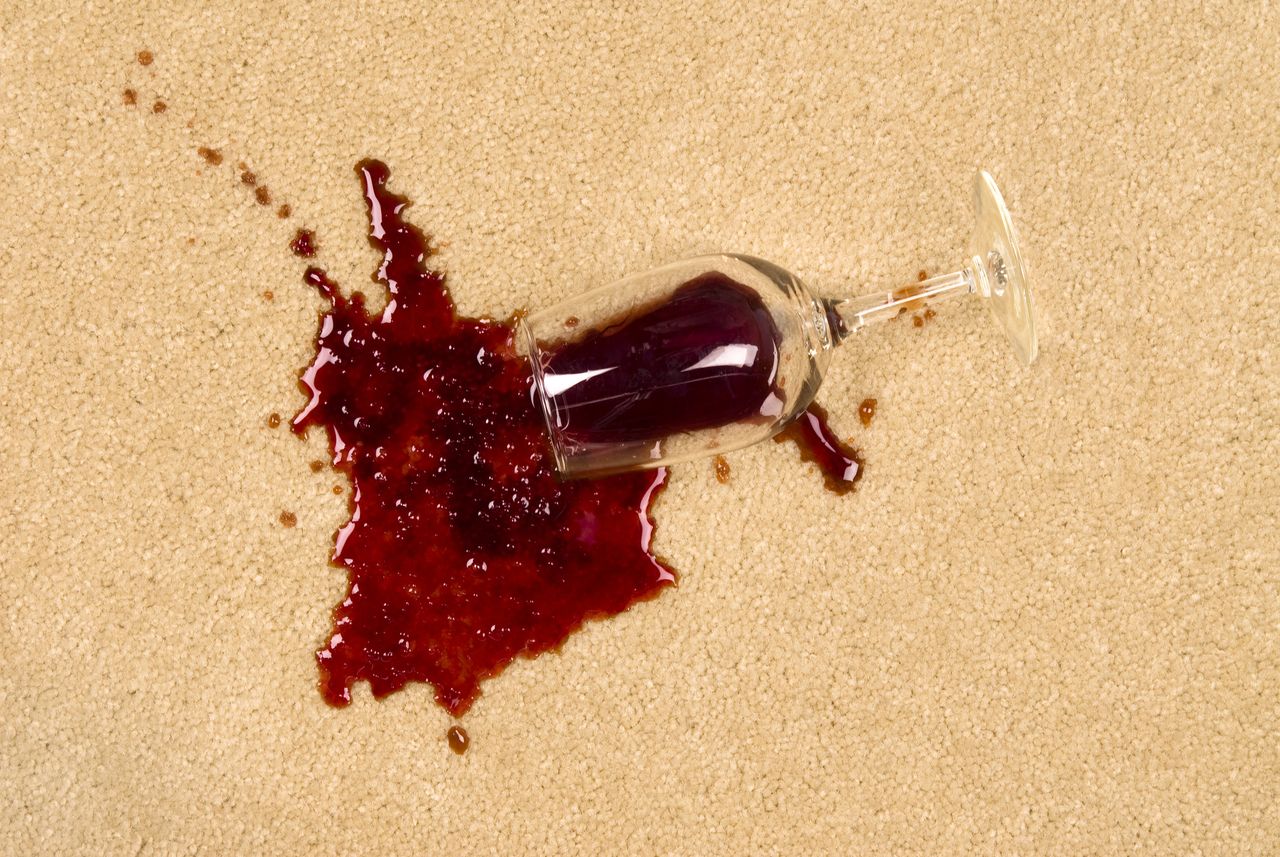 Spilled wine.