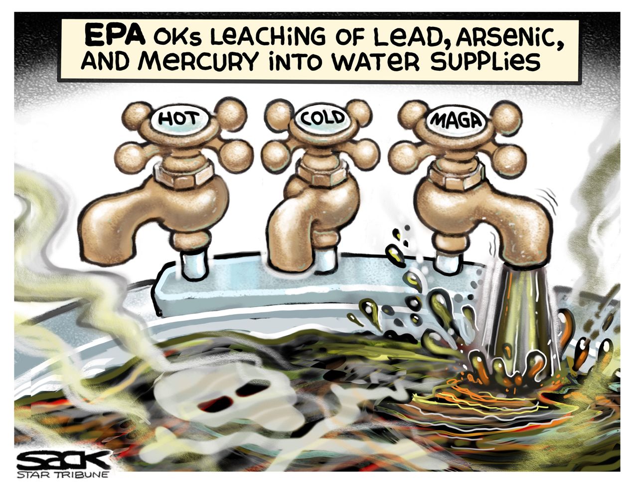 Editorial Cartoon U.S. EPA Polluting Water Trump MAGA