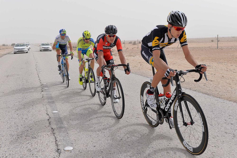 Johan Van Zyl (MTN Qhubeka) leads the breakaway.