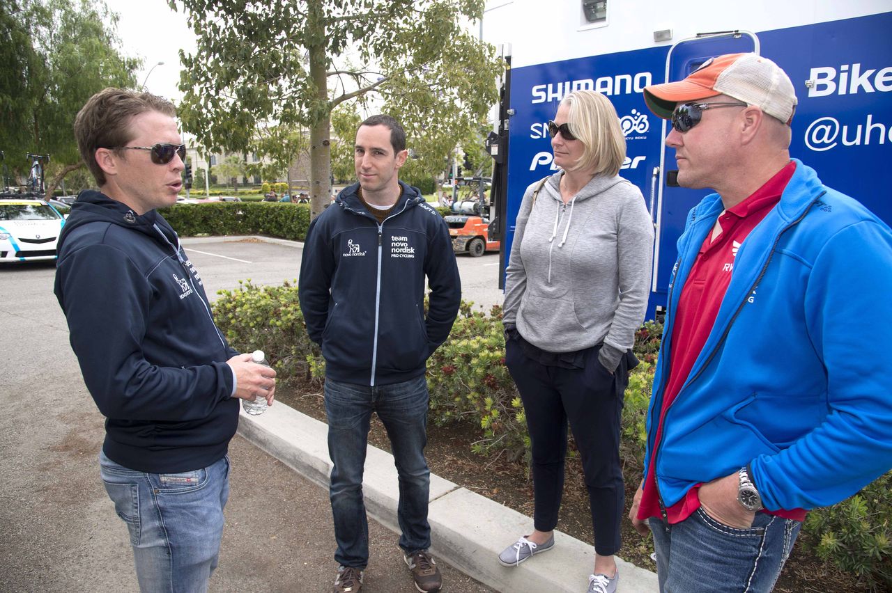 The Novo Nordisk team before the stage