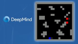 Skjermbilde med DeepMind-logo og -grafikk.
