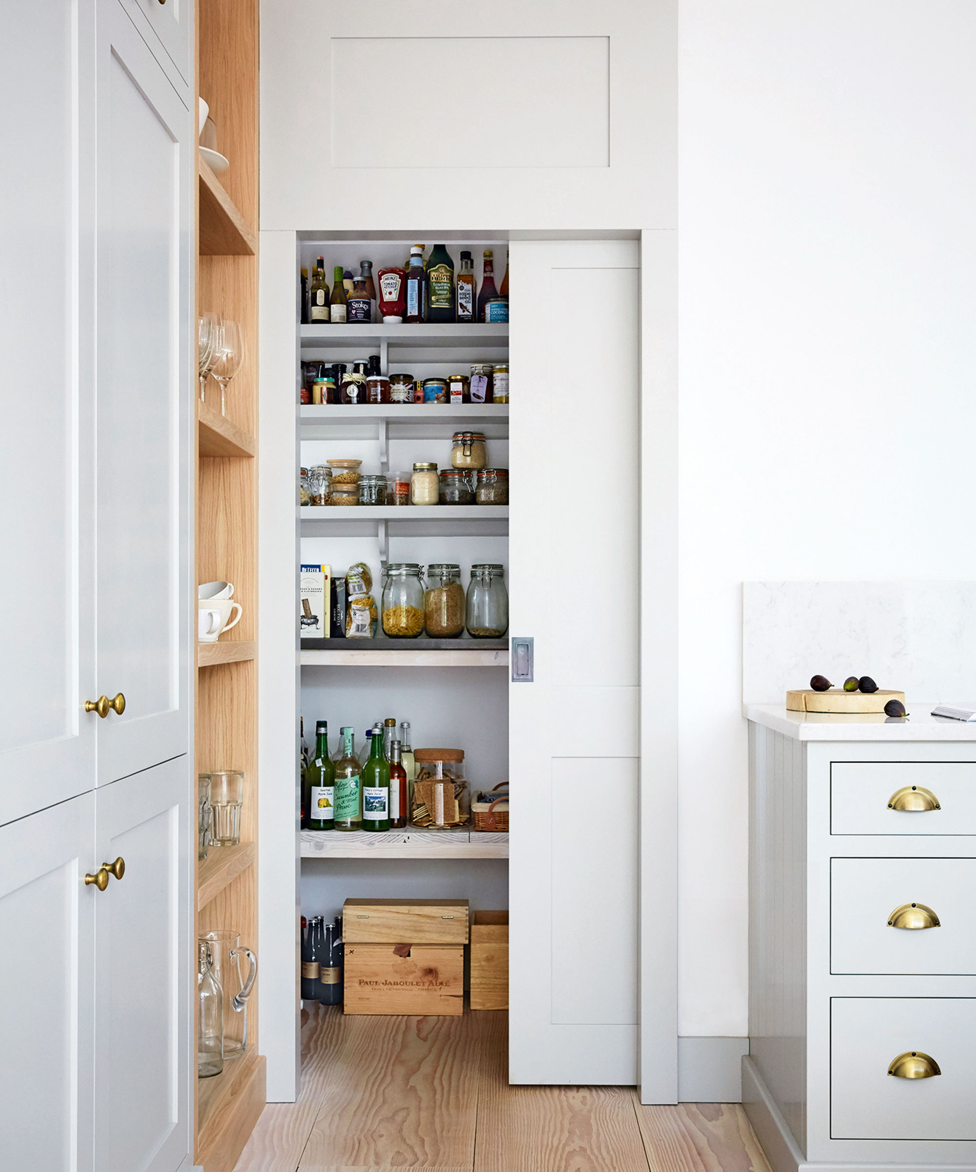 kitchen pantry with sliding door