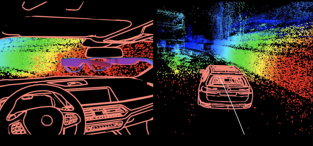 A shot of the AR/VR mapping used in testing by Meta and BMW