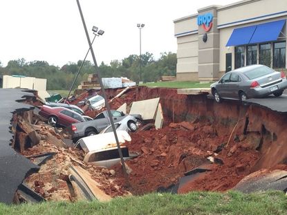 The sinkhole in Meridian, Mississippi.