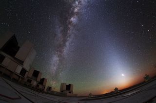 Zodiacal light glows in the sky at ESO’s Very Large Telescope (VLT) at Paranal Observatory in Chile. Image released Dec. 2, 2013.