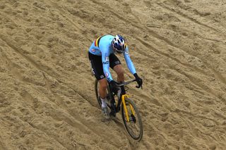 OOSTENDE BELGIUM JANUARY 31 Wout Van Aert of Belgium during the 72nd UCI CycloCross World Championships Oostende 2021 Men Elite UCICX CXWorldCup Ostend2021 CX on January 31 2021 in Oostende Belgium Photo by Luc ClaessenGetty Images