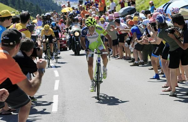 Vincenzo Nibali (Liquigas-Cannondale) attacked on the Col de Peyresourde, the day's final climb.