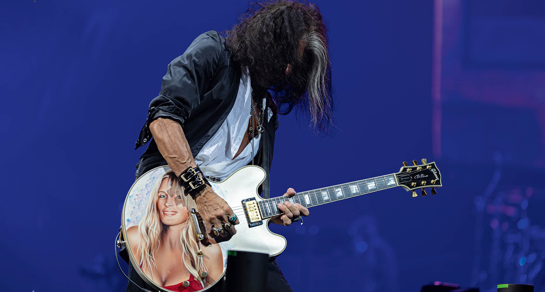 Joe Perry of Aerosmith plays his "Billie" Custom Gibson