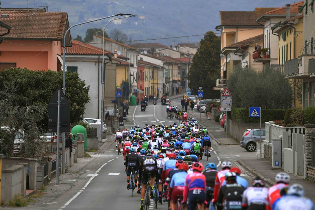 The riders head through Larciano