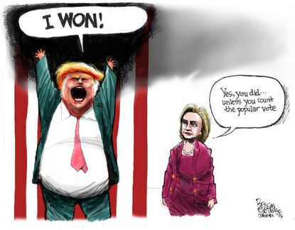 Political cartoon U.S. 2016 election popular vote