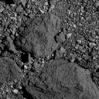 An image from late in OSIRIS-REx's Baseball Diamond phase shows a boulder field on the surface of the southern hemisphere of the asteroid Bennu.