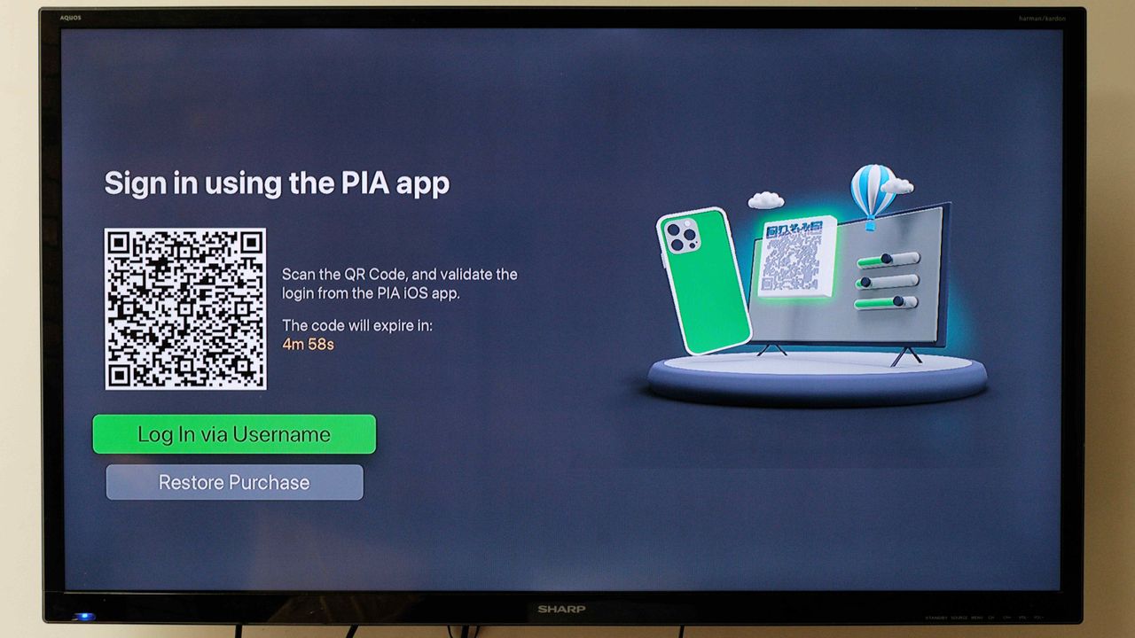 Private Internet Access app running on an Apple TV