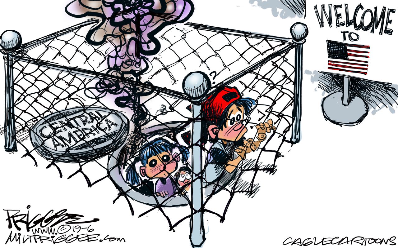 Political Cartoon Central America Migrants Cages Welcome