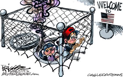 Political Cartoon Central America Migrants Cages Welcome