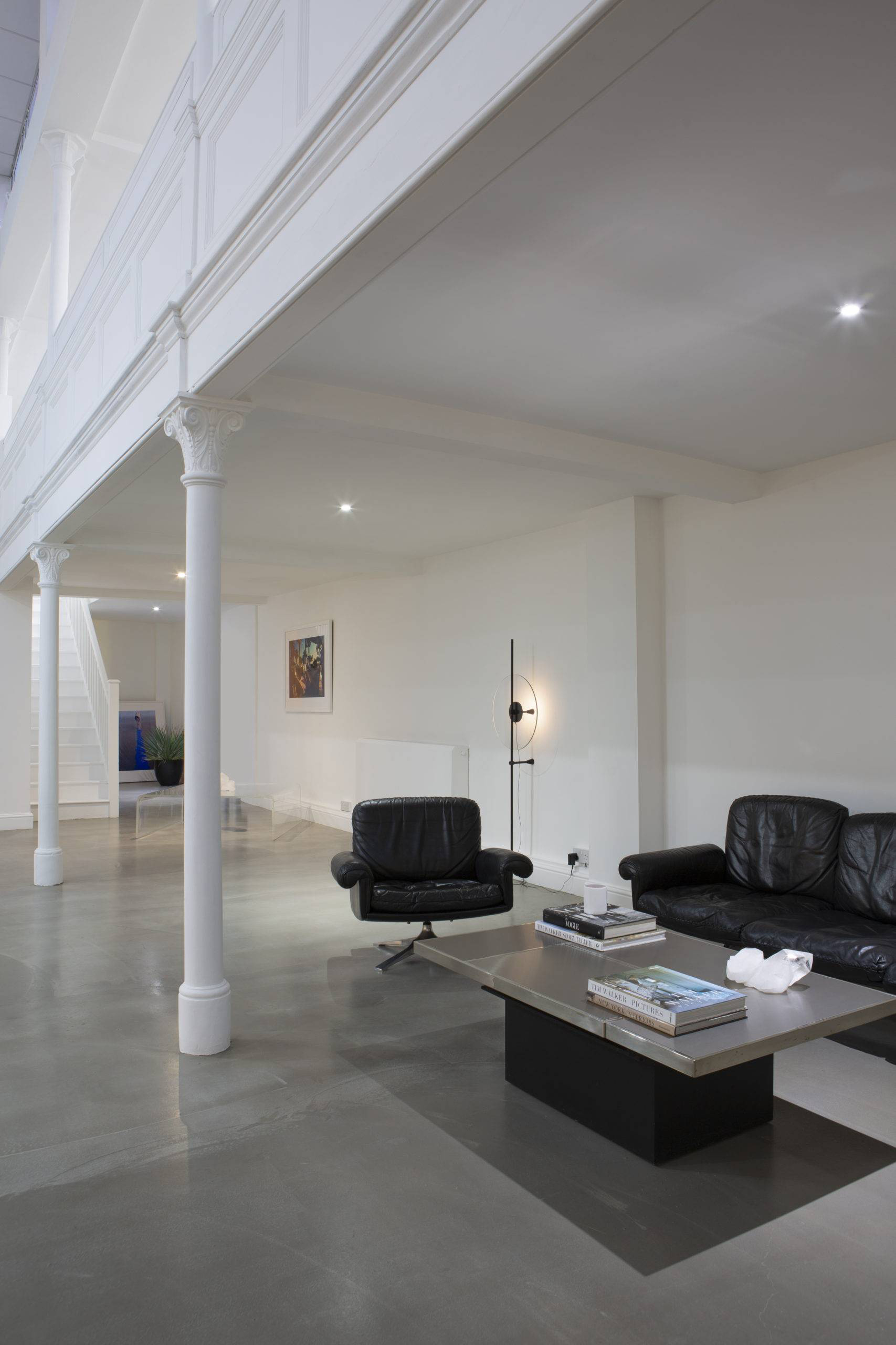 Teresa Tarmey Noting Hill London facial centre with white walls and black leather chairs