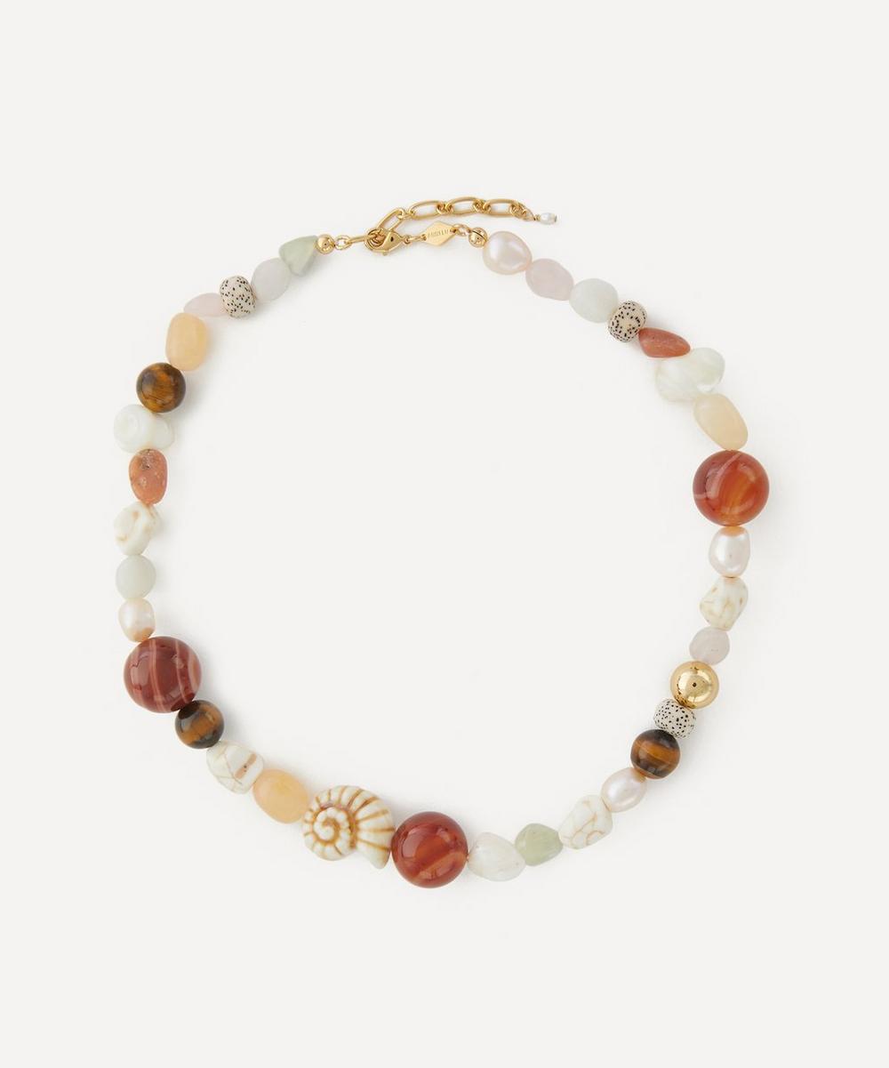 18ct Gold-Plated Seized Beed Necklace