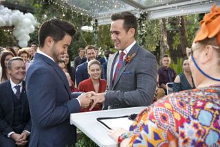 Neighbours characters Aaron and David get married