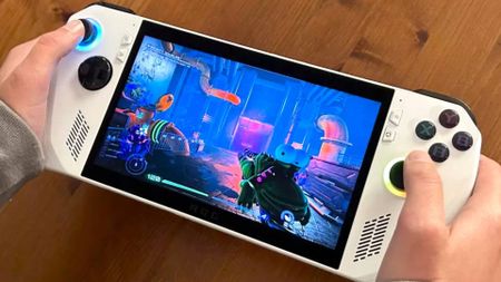 Asus ROG Ally with High on Life gameplay on screen