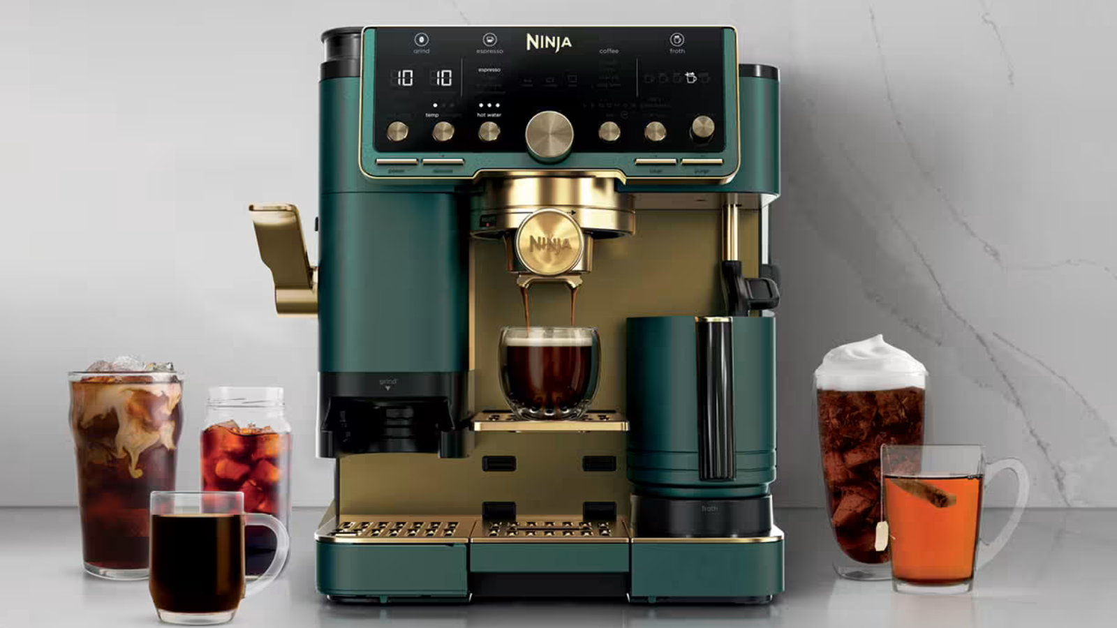 Ninja Luxe&amp;trade; Caf&amp;eacute; Pro 4-in-1 Espresso, Coffee, Cold Brew &amp;amp; Hot Water - Emerald &amp;amp; Gold