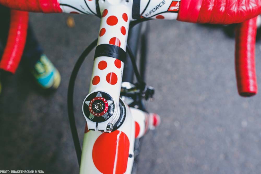 The FSA stem was covered in red polka-dots