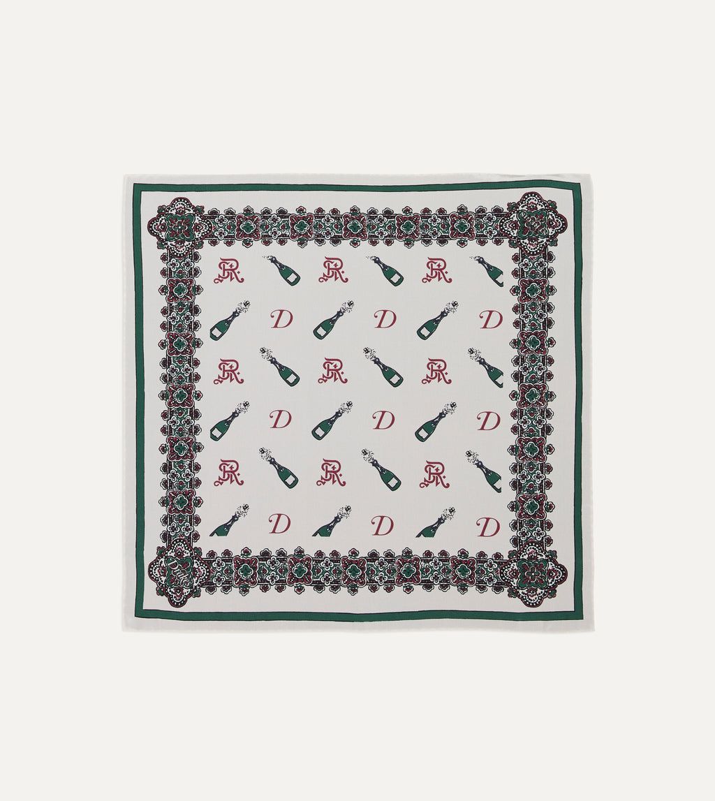 Drake’s for St. Regis Champagne Print Silk Pocket Square