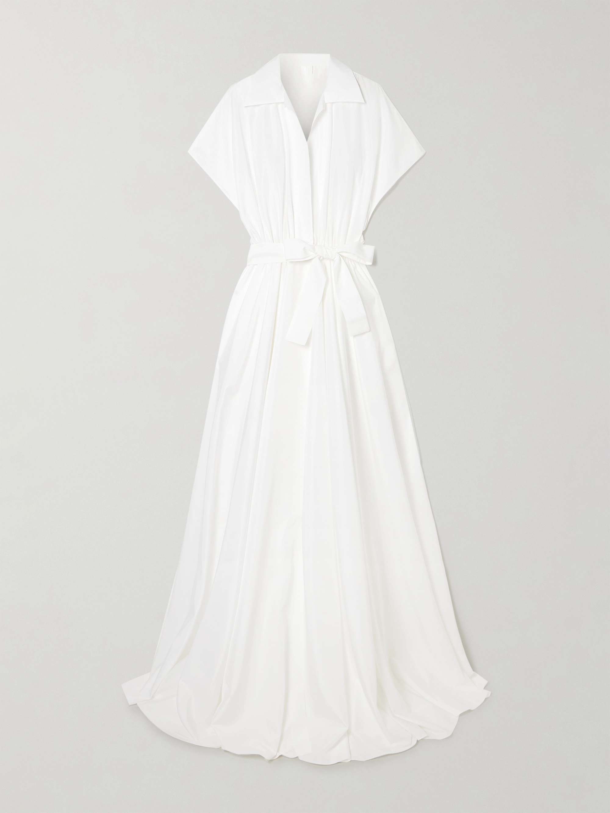Belted Pleated Poplin Gown