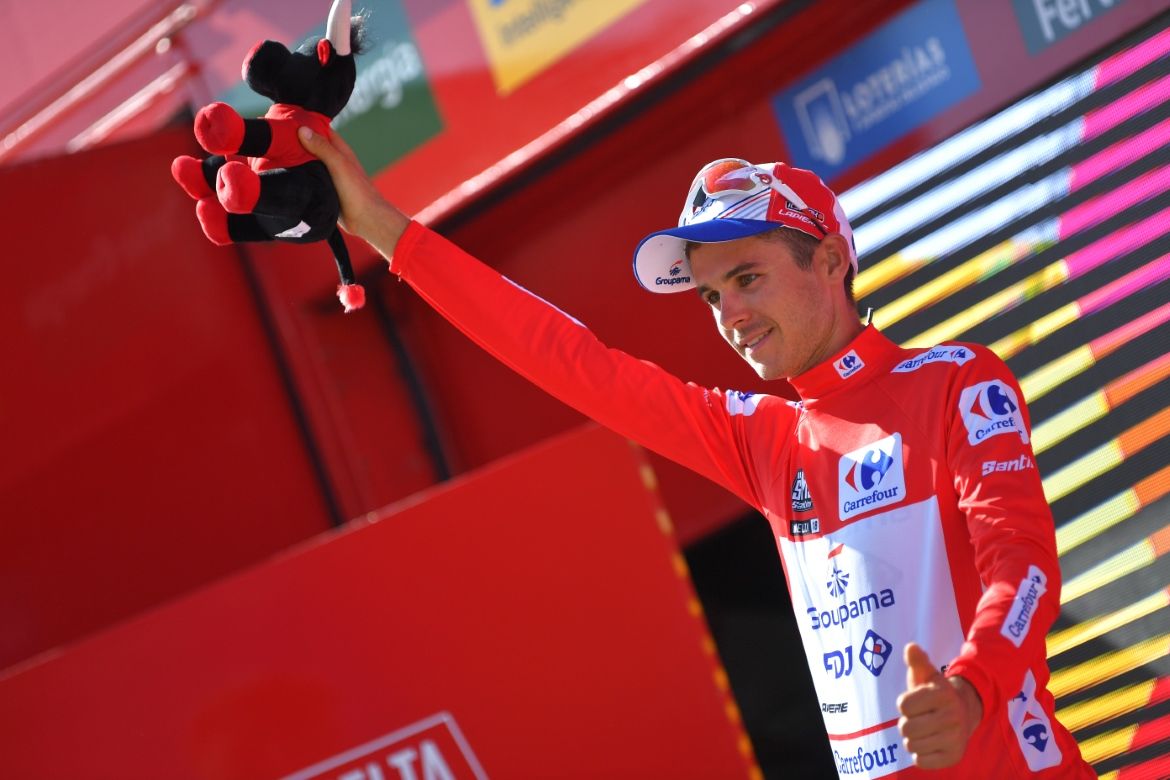 Rudy Molard (Groupama-FDJ) in red at the Vuelta a Espana.