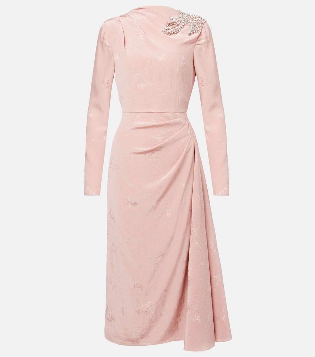 Draped Silk and Cotton Midi Dress