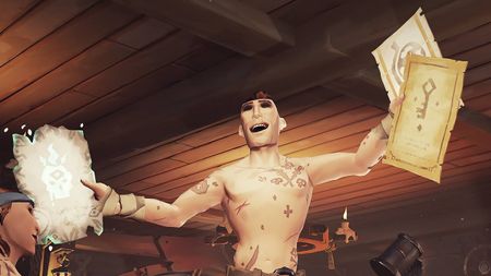 A Sea of Thieves pirate with an abundance of maps.